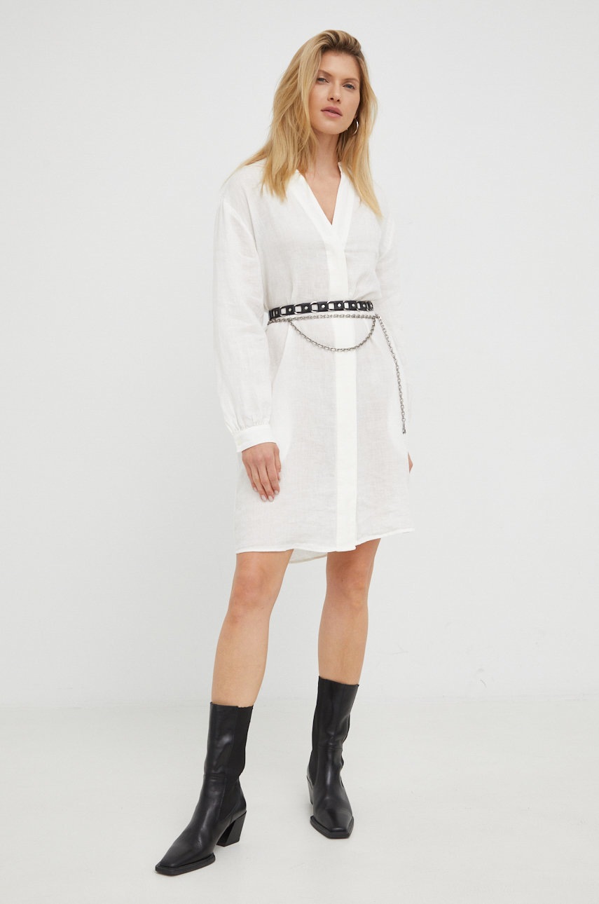 

Льняное платье Marc O'Polo цвет белый mini oversize