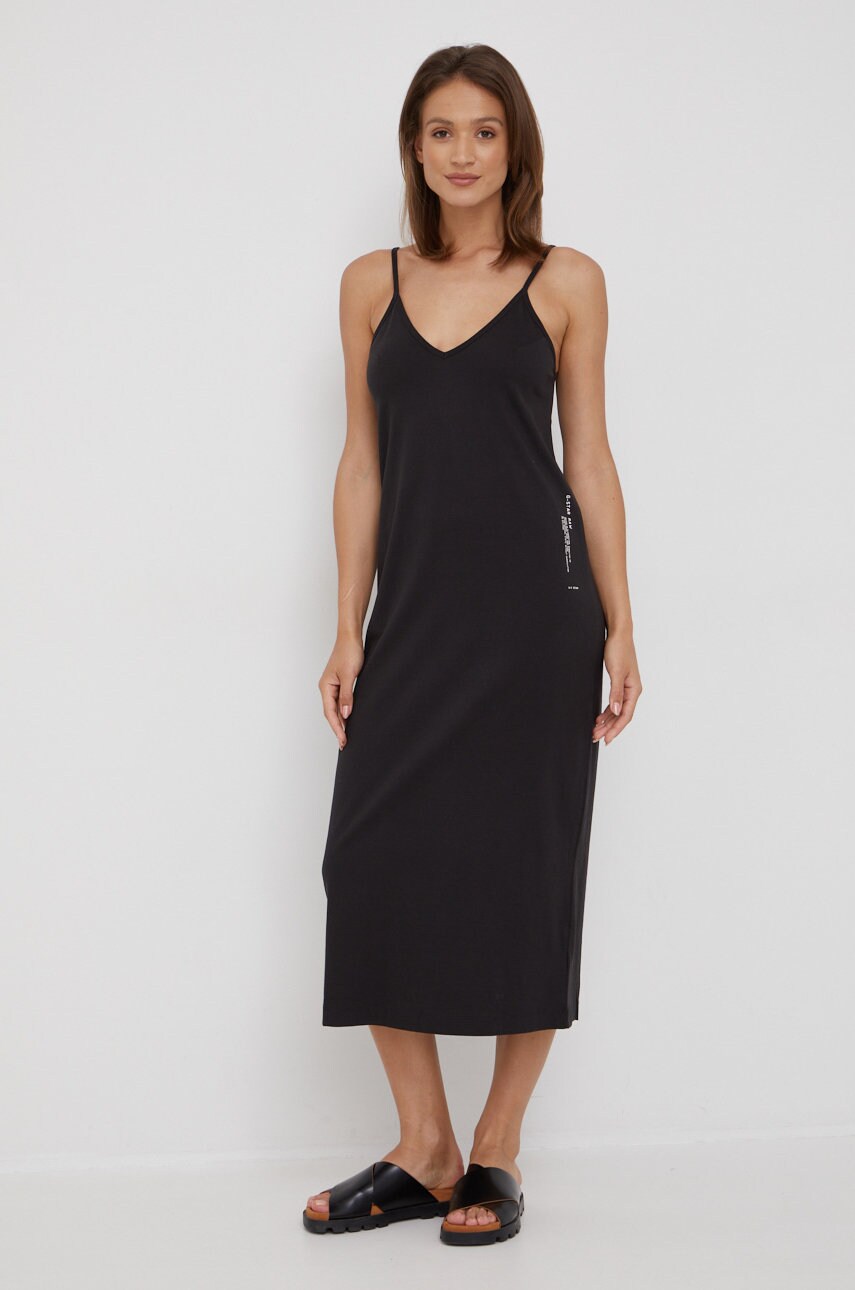G-star raw rochie din bumbac culoarea negru, maxi, mulata