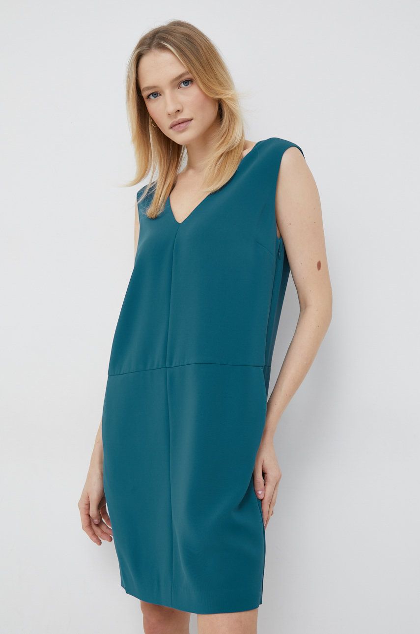 Šaty Calvin Klein mini - modrá -  Hlavní materiál: 94% Polyester