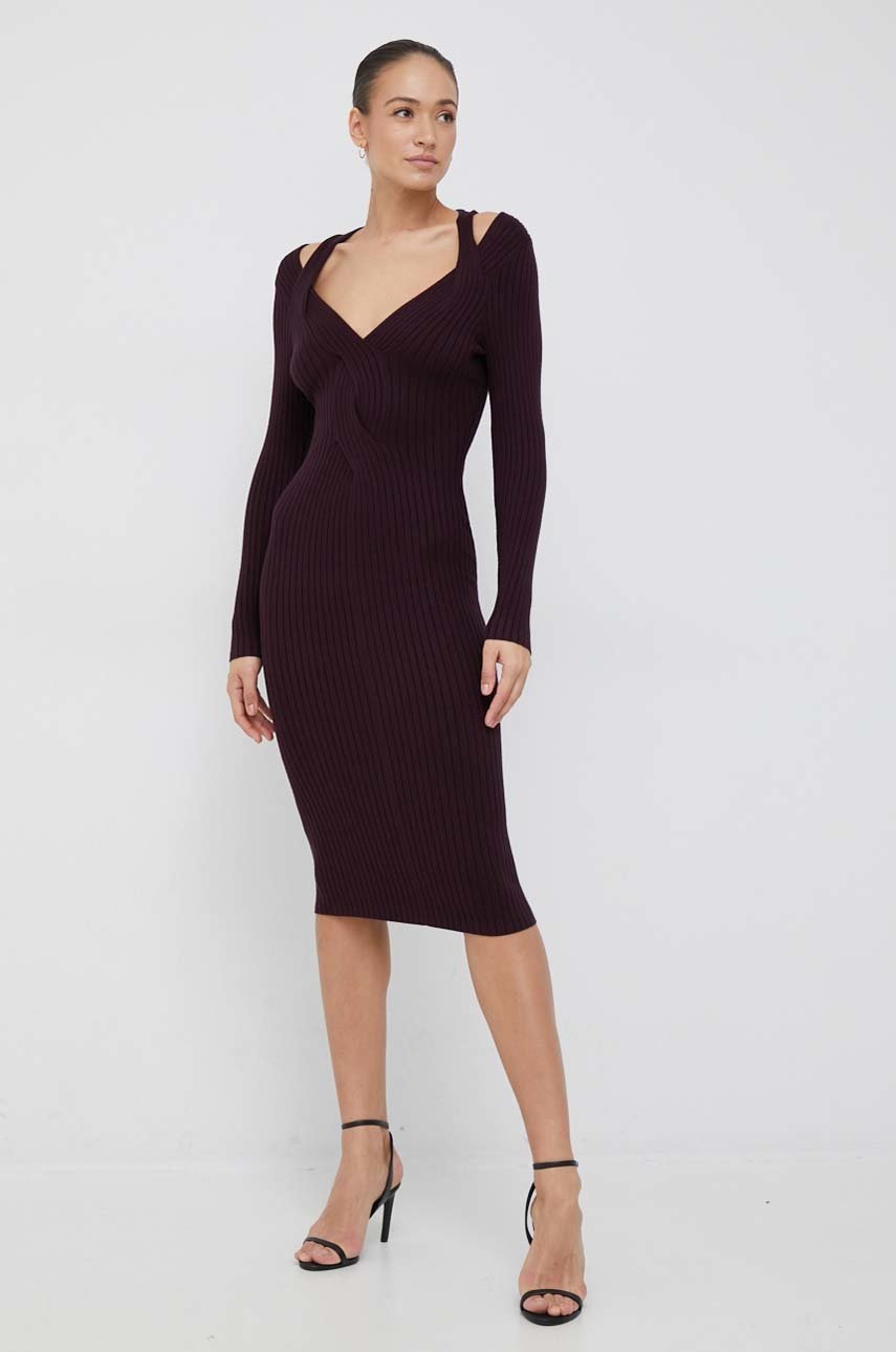 

Платье Dkny цвет фиолетовый midi облегающая