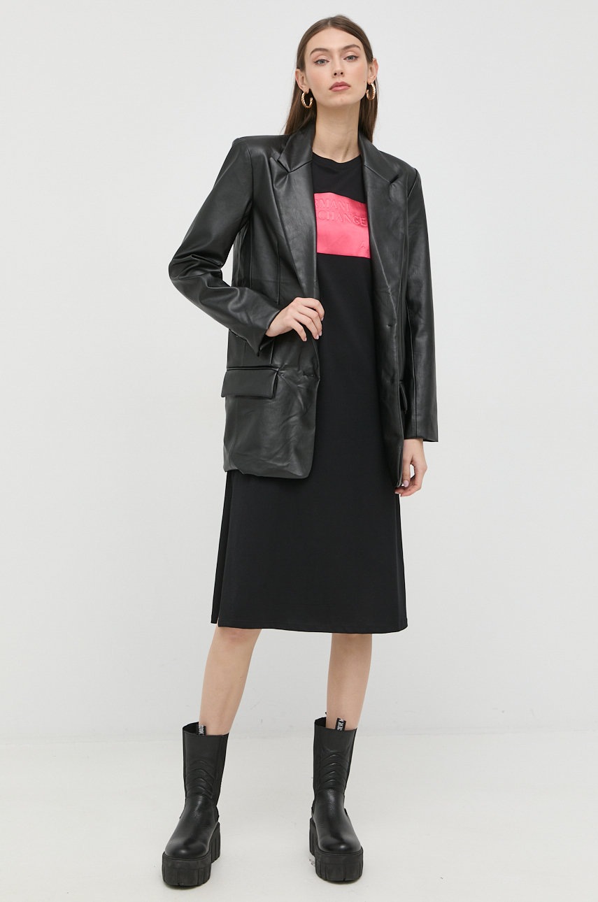 

Бавовняна сукня Armani Exchange колір чорний midi пряма