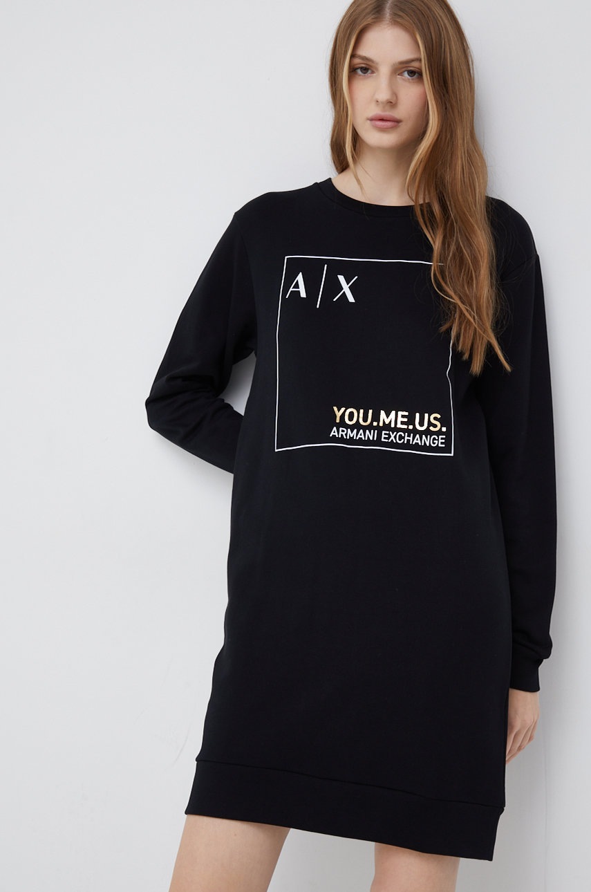 

Бавовняна сукня Armani Exchange колір чорний midi пряма