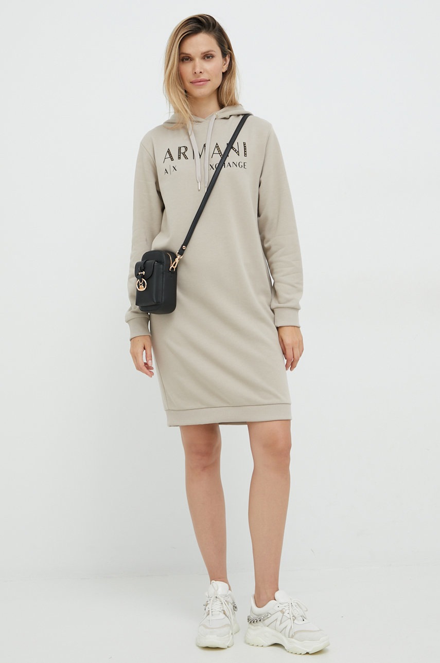 

Бавовняна сукня Armani Exchange колір бежевий mini пряма
