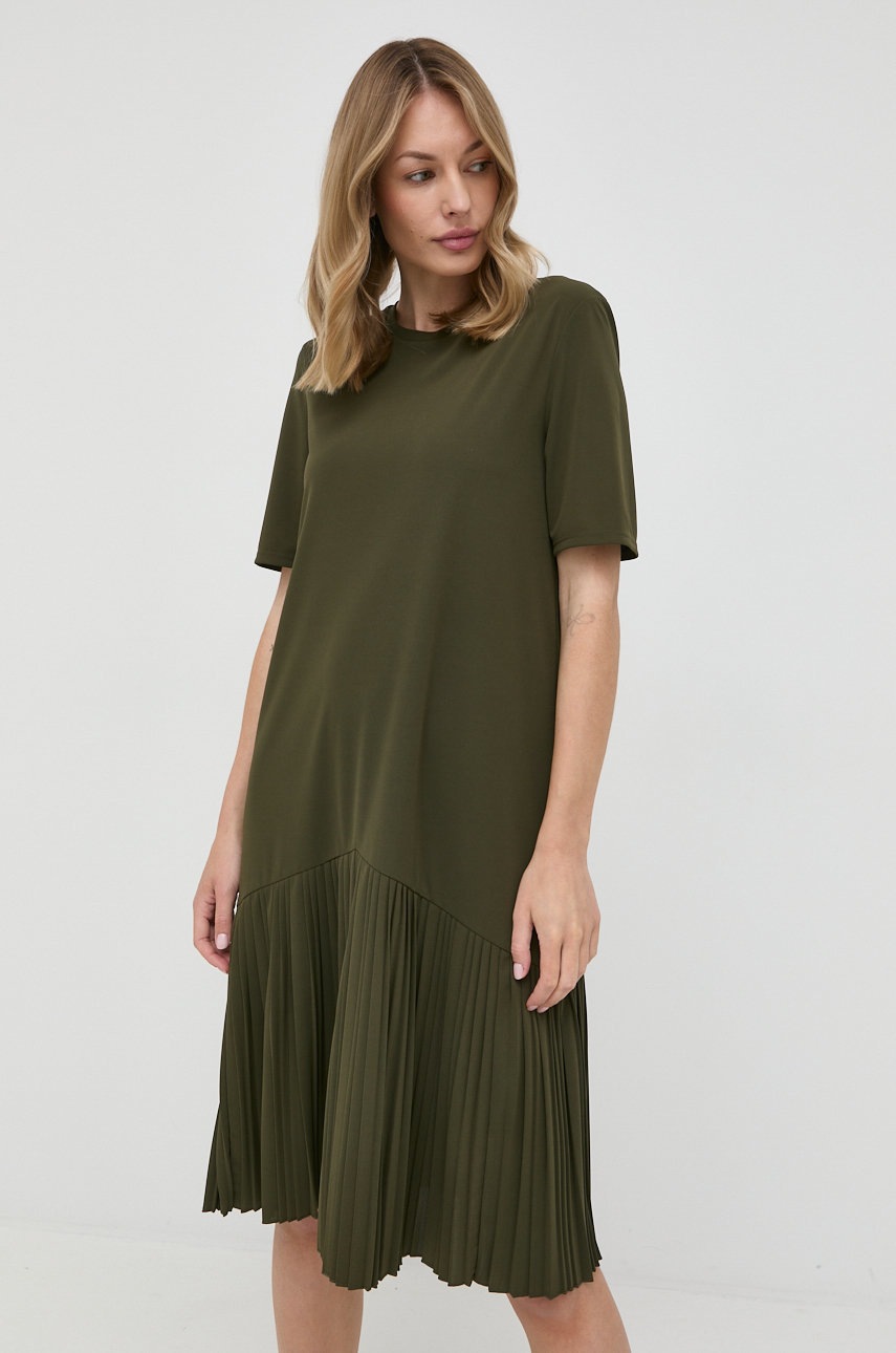 

Рокля Max Mara Leisure в зелено къс модел със стандартна кройка, Зелен