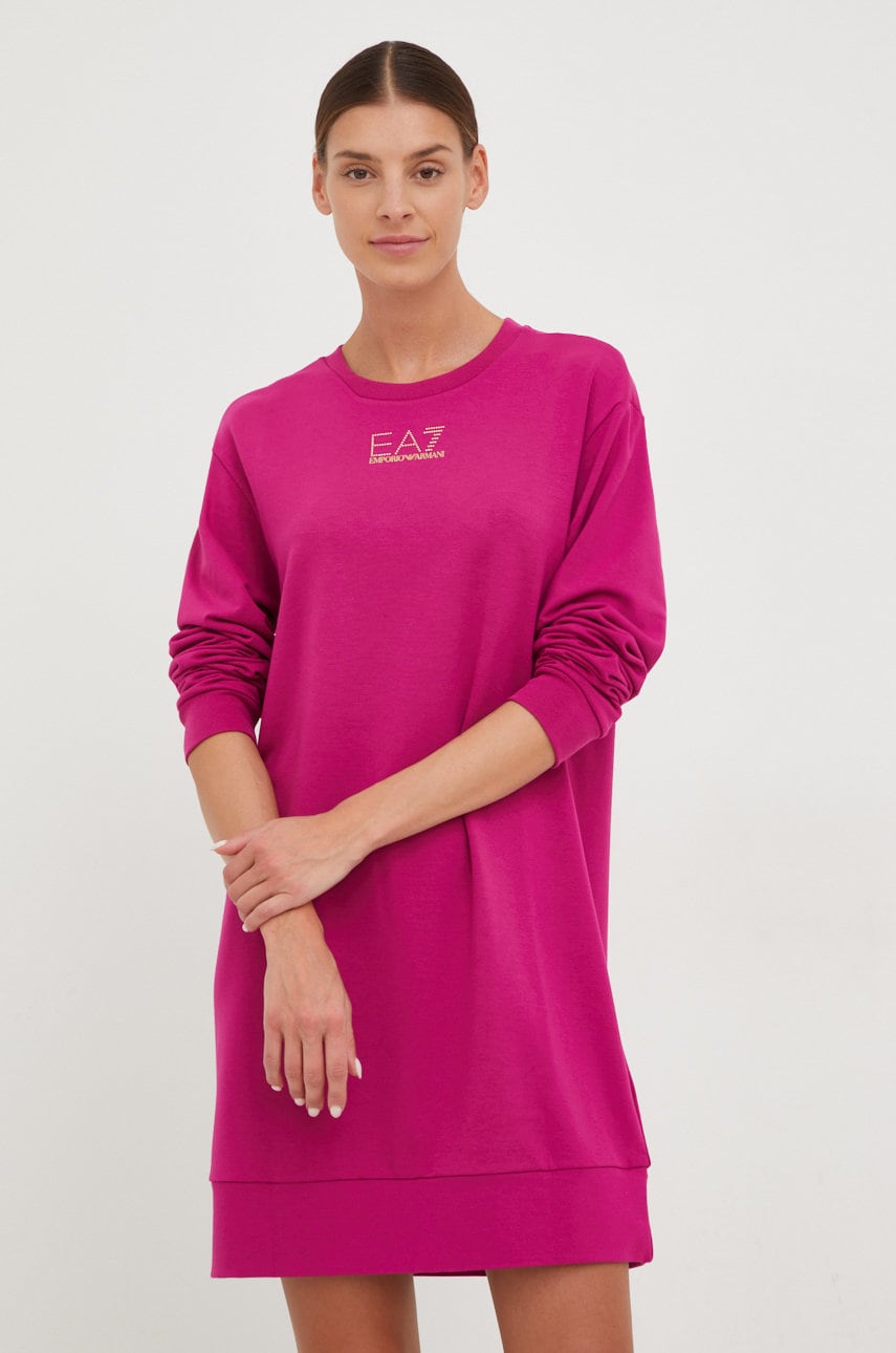 Ea7 emporio armani rochie culoarea roz, mini, oversize