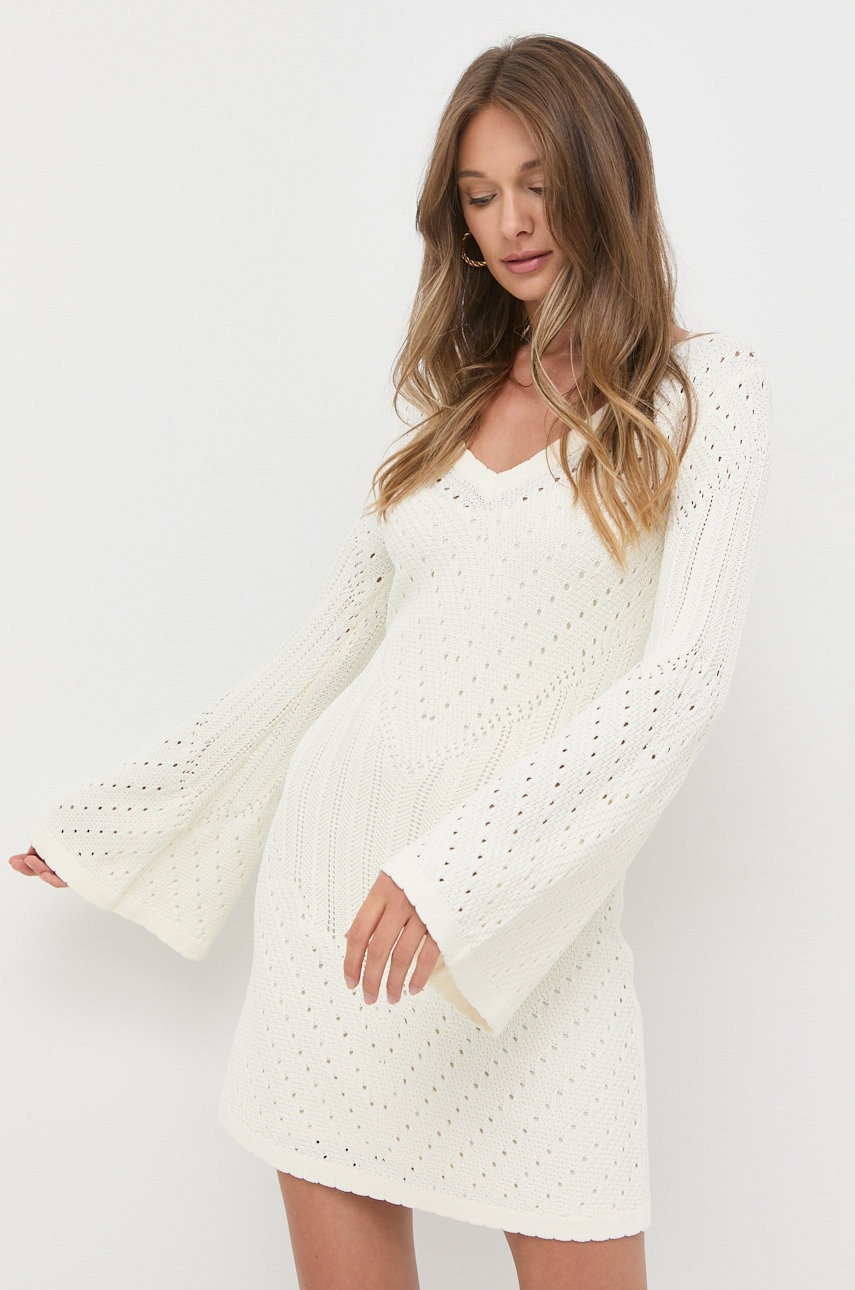 Marciano Guess sukienka kolor beżowy mini rozkloszowana
