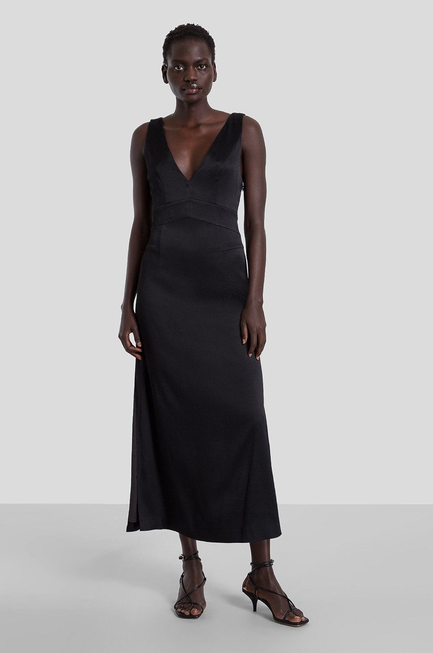 Šaty černá barva, maxi - černá -  Hlavní materiál: 99% Viskóza