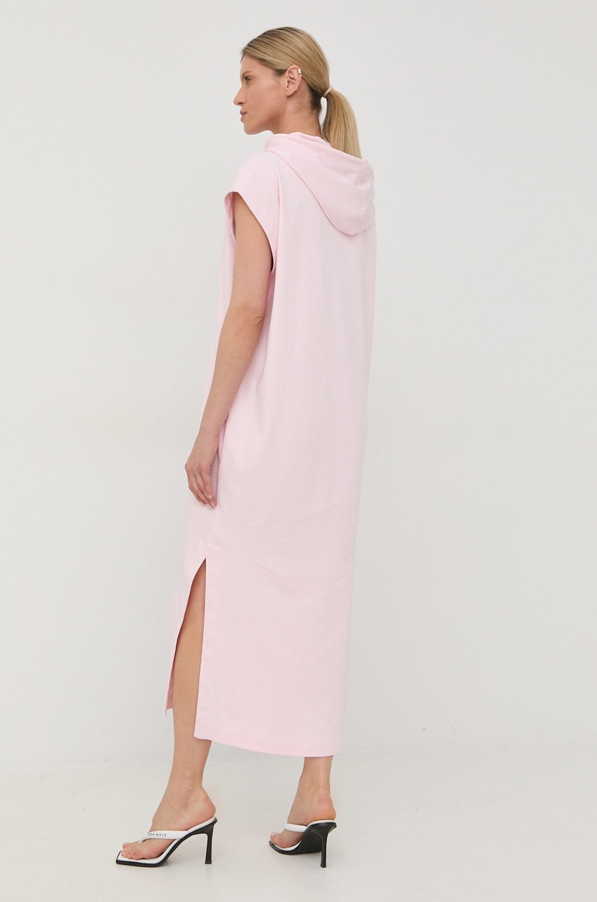 

Хлопковое платье BOSS цвет розовый maxi oversize