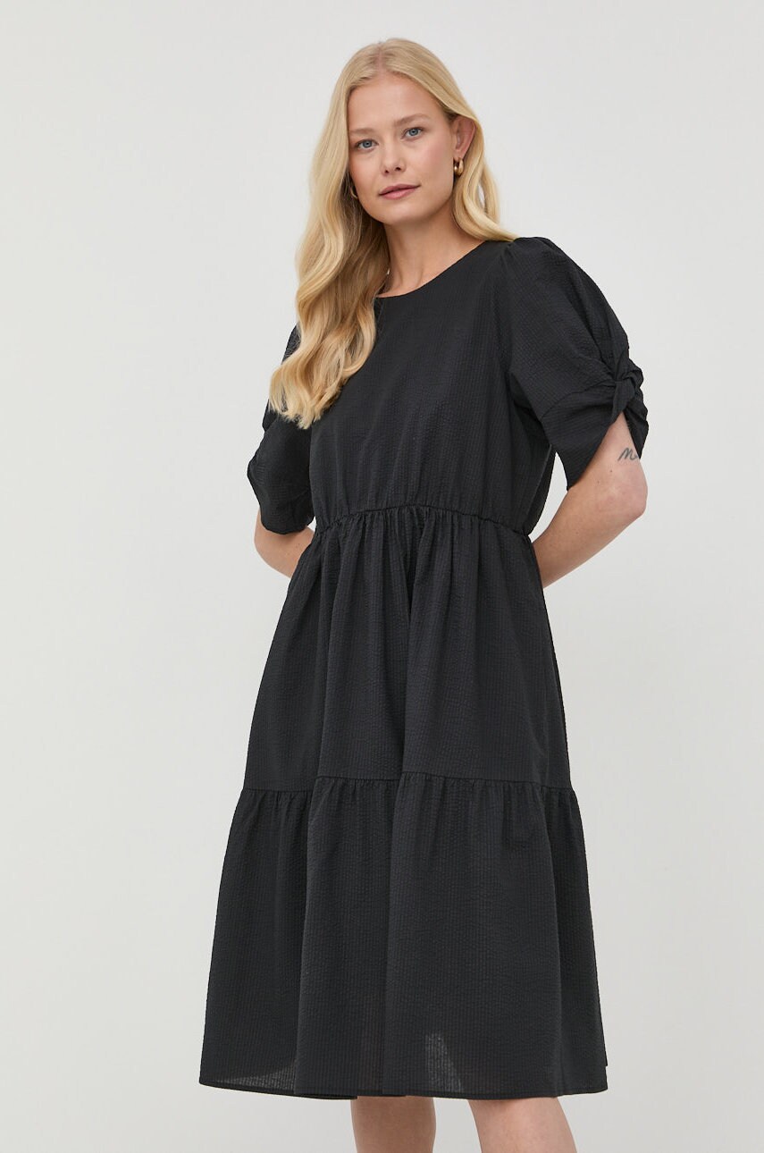 Gestuz rochie din bumbac culoarea negru, mini, evazati