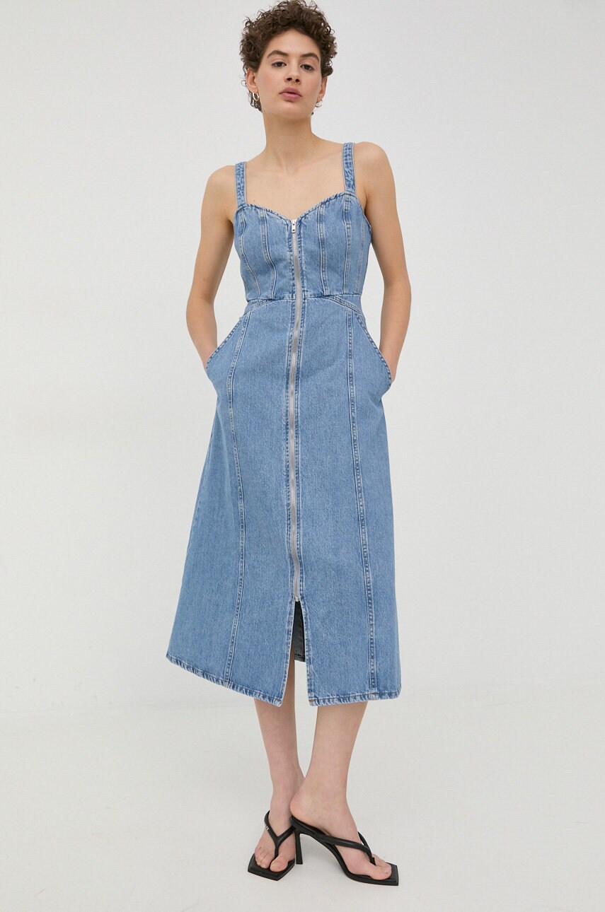 Gestuz rochie jeans midi, drept