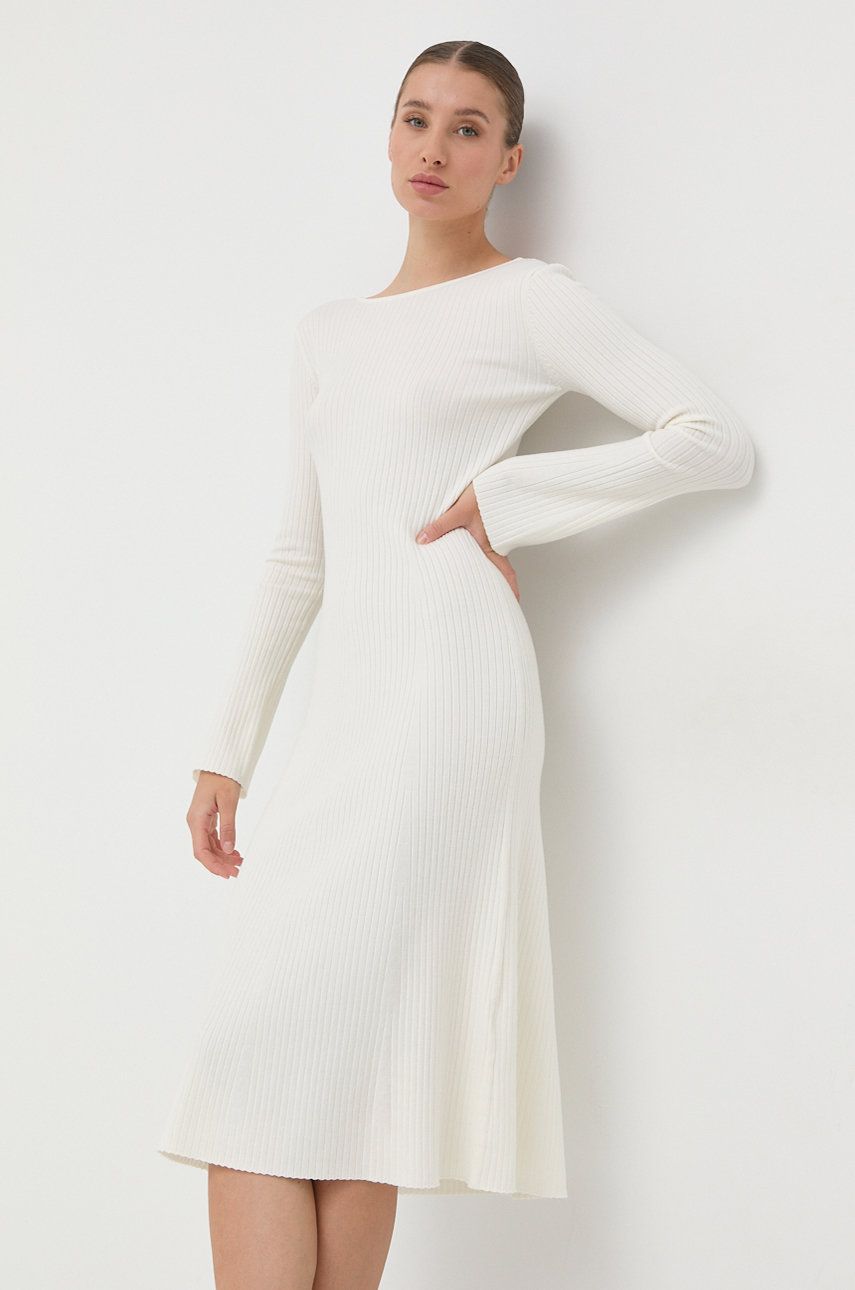 Patrizia Pepe sukienka wełniana kolor biały mini dopasowana