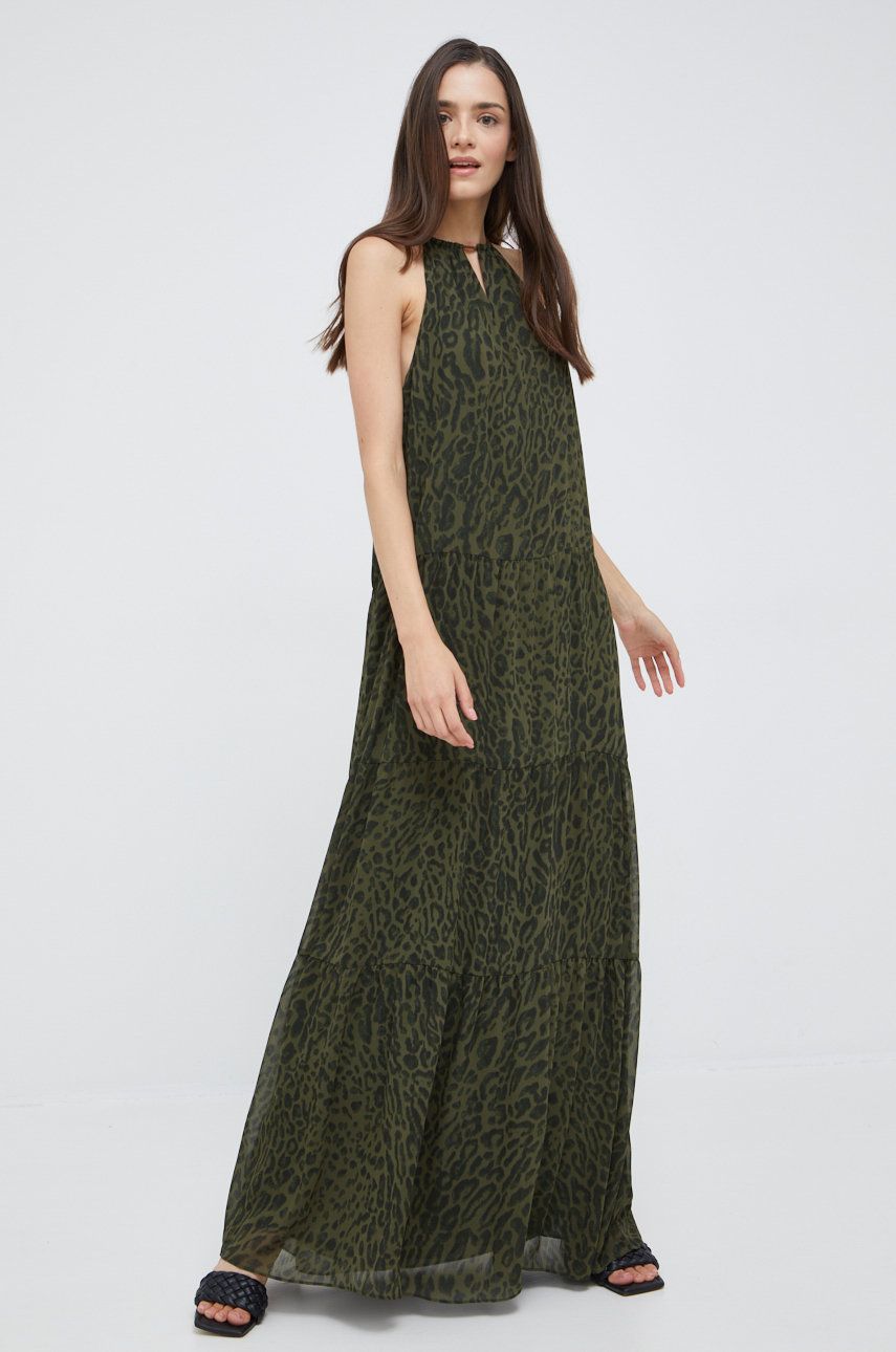 Šaty Lauren Ralph Lauren zelená barva, maxi - zelená -  Hlavní materiál: 100% Recyklovaný polye