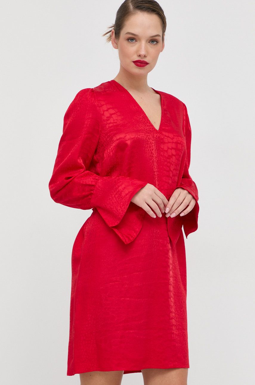 Šaty Twinset červená barva, mini - červená -  53 % Lyocell