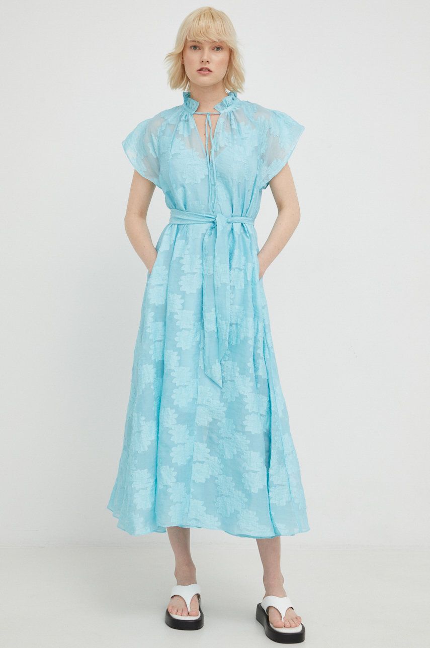Samsoe Samsoe rochie culoarea turcoaz, maxi, drept answear.ro imagine noua