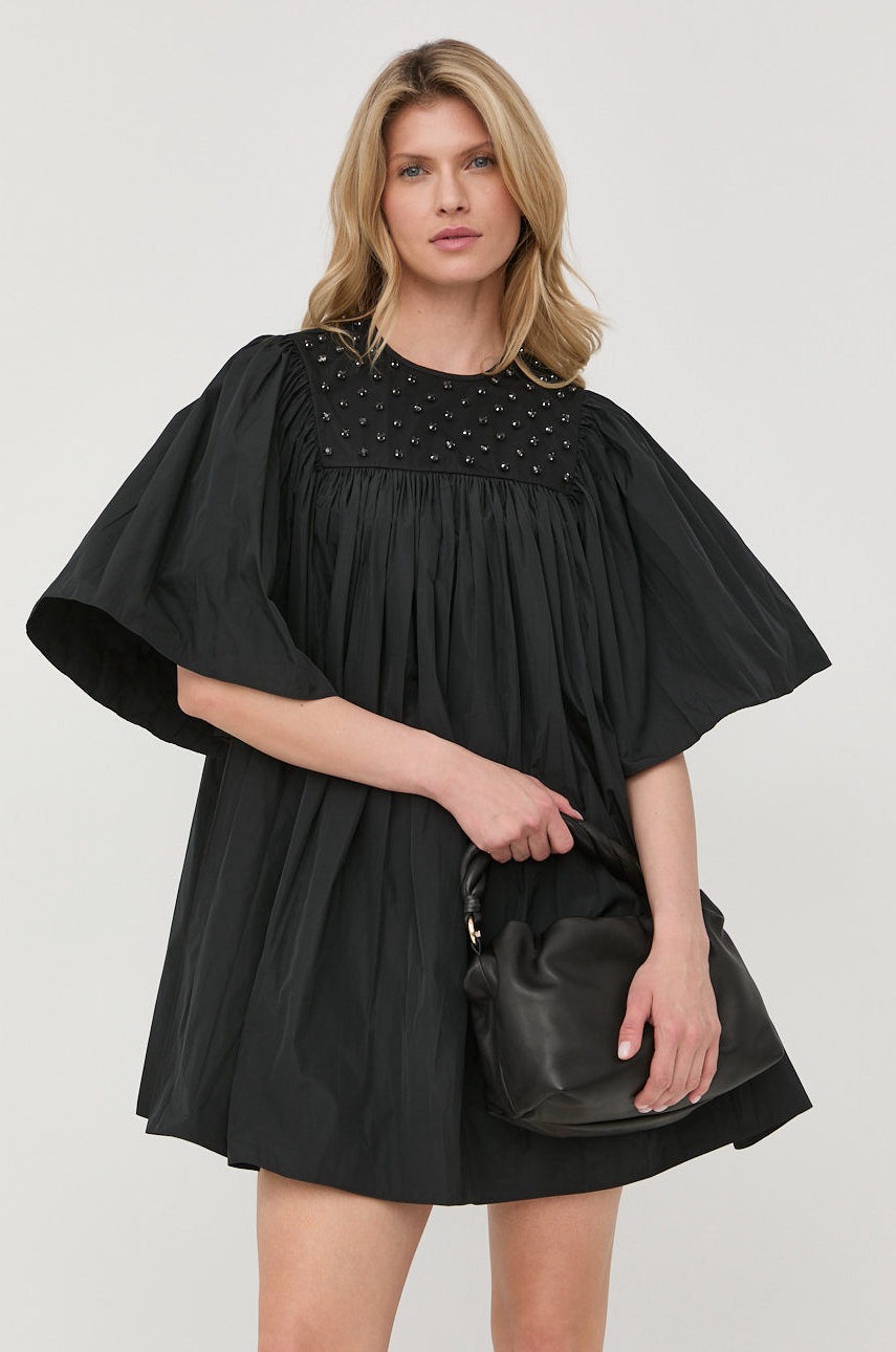 

Рокля Red Valentino в черно къс модел разкроен модел, Черен