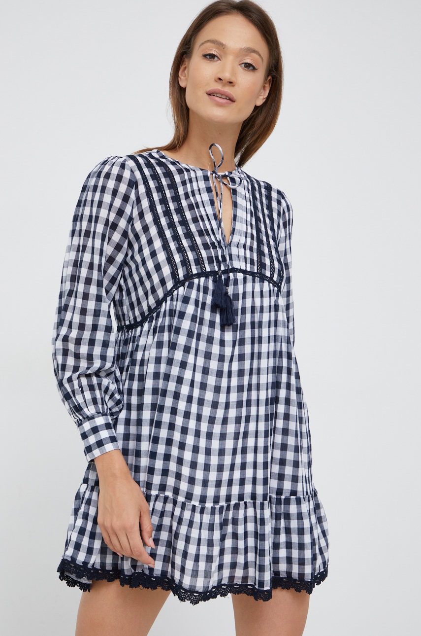 

Хлопковое платье Pepe Jeans цвет белый mini расклешённая
