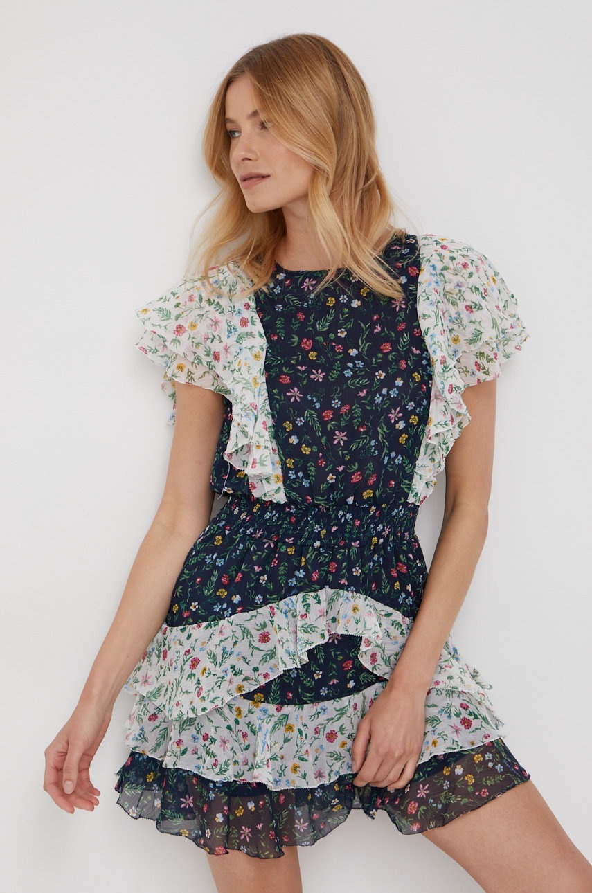 Pepe Jeans rochie culoarea albastru marin, mini, evazati answear.ro