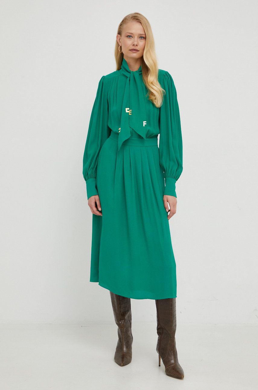 Elisabetta Franchi rochie culoarea verde, midi, evazati answear imagine noua