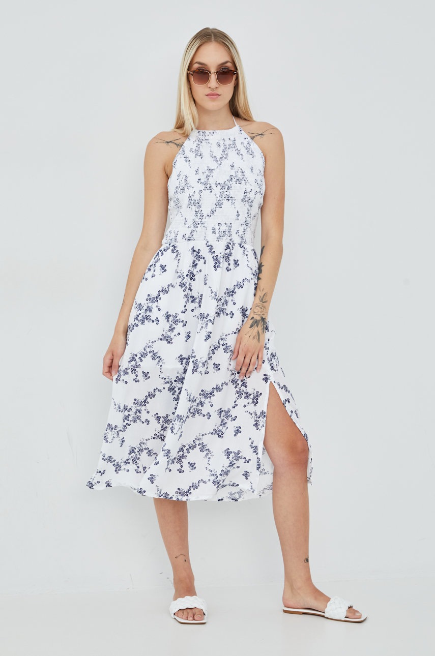 

Сукня Superdry колір білий midi розкльошена