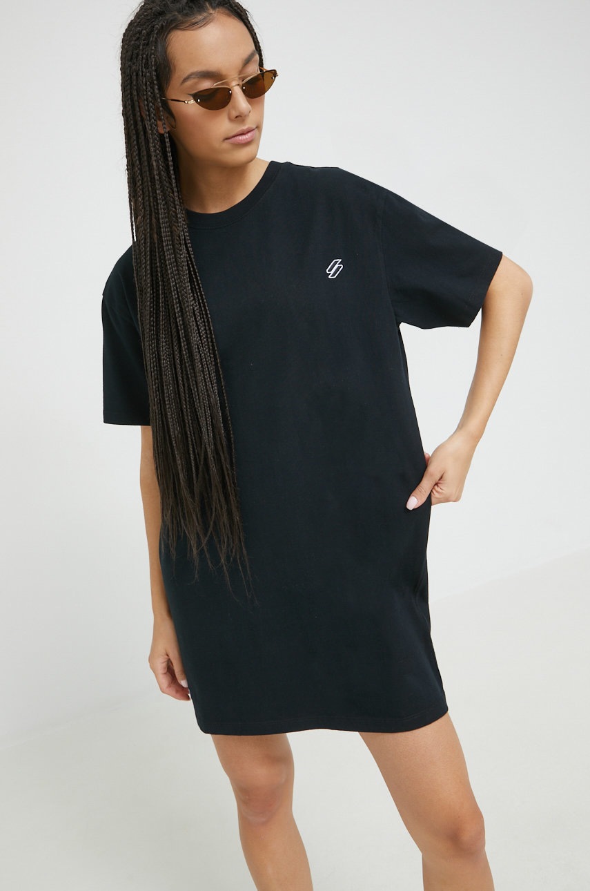 

Хлопковое платье Superdry цвет чёрный mini oversize