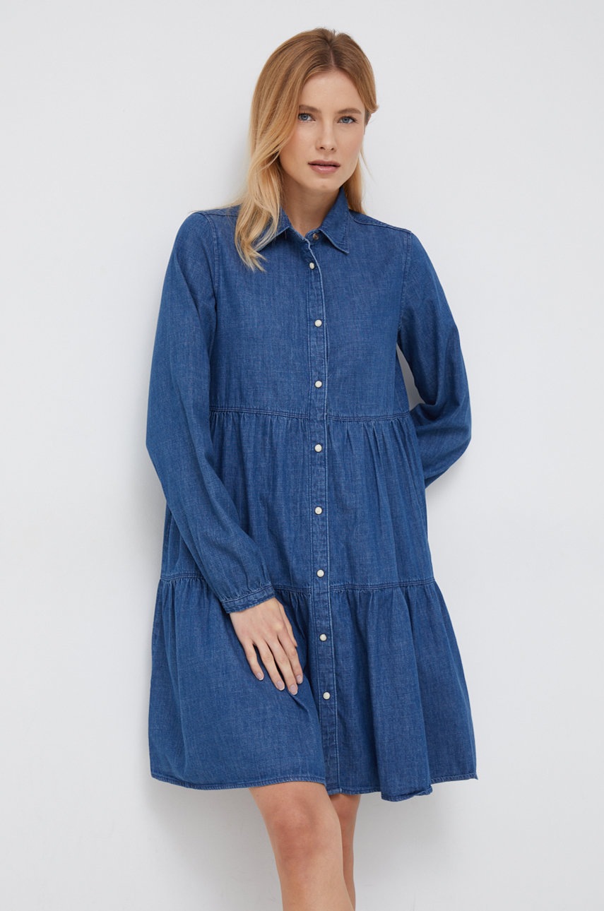 

Хлопковое платье Pepe Jeans mini расклешённая