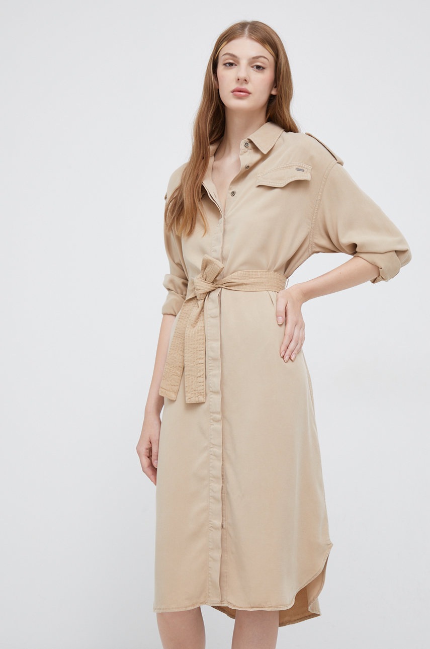 

Сукня Pepe Jeans колір бежевий mini oversize