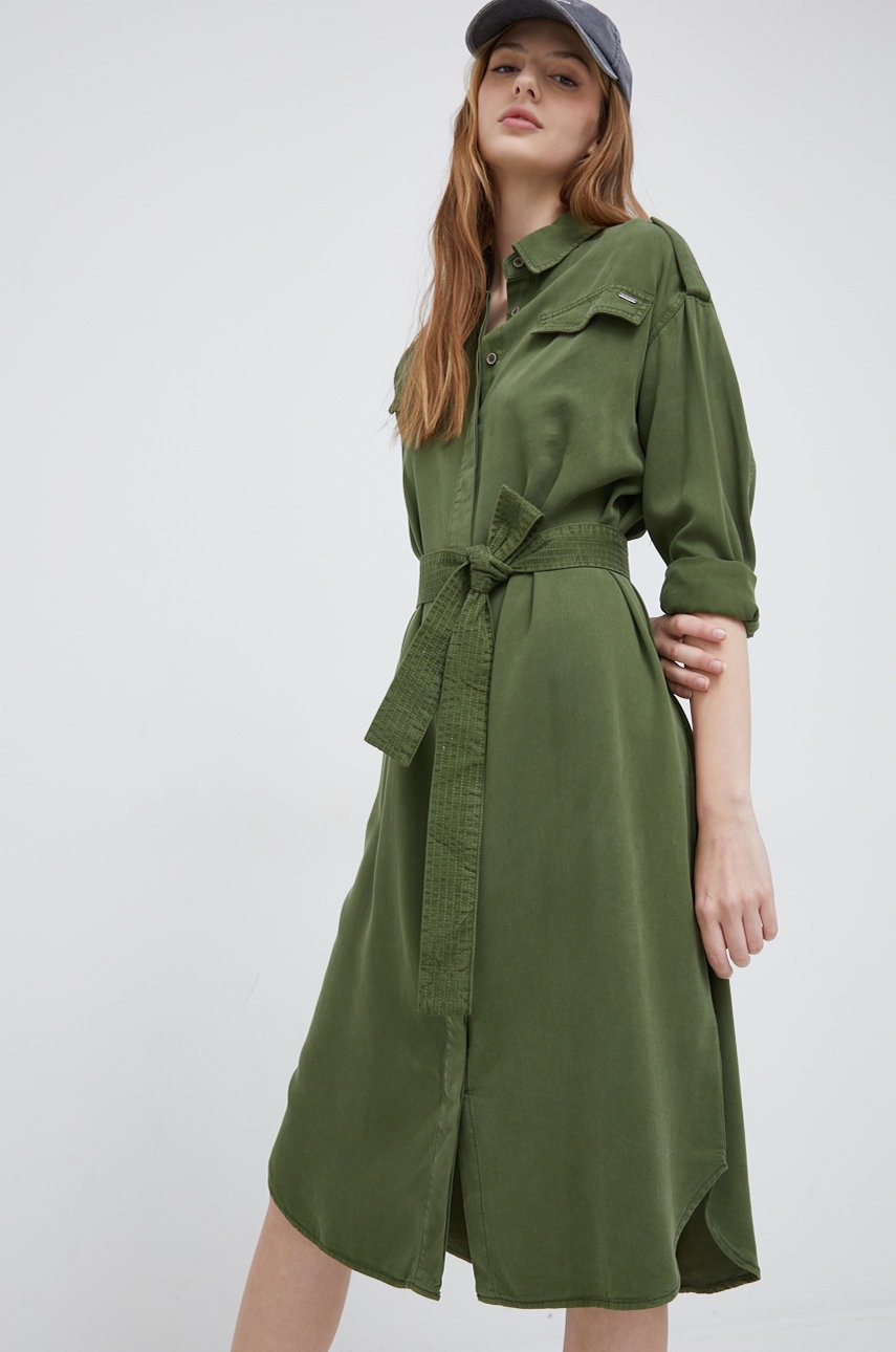 

Платье Pepe Jeans цвет зелёный mini oversize