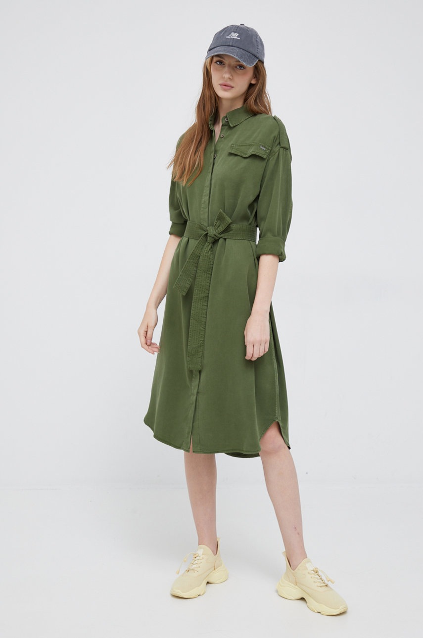 

Платье Pepe Jeans цвет зелёный mini oversize