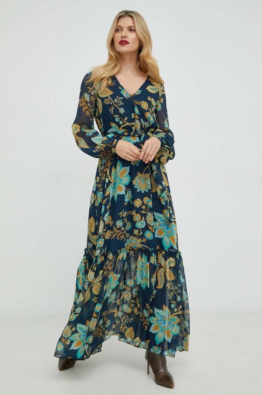 

Рокля Guess дълъг модел разкроен модел, Тъмносин