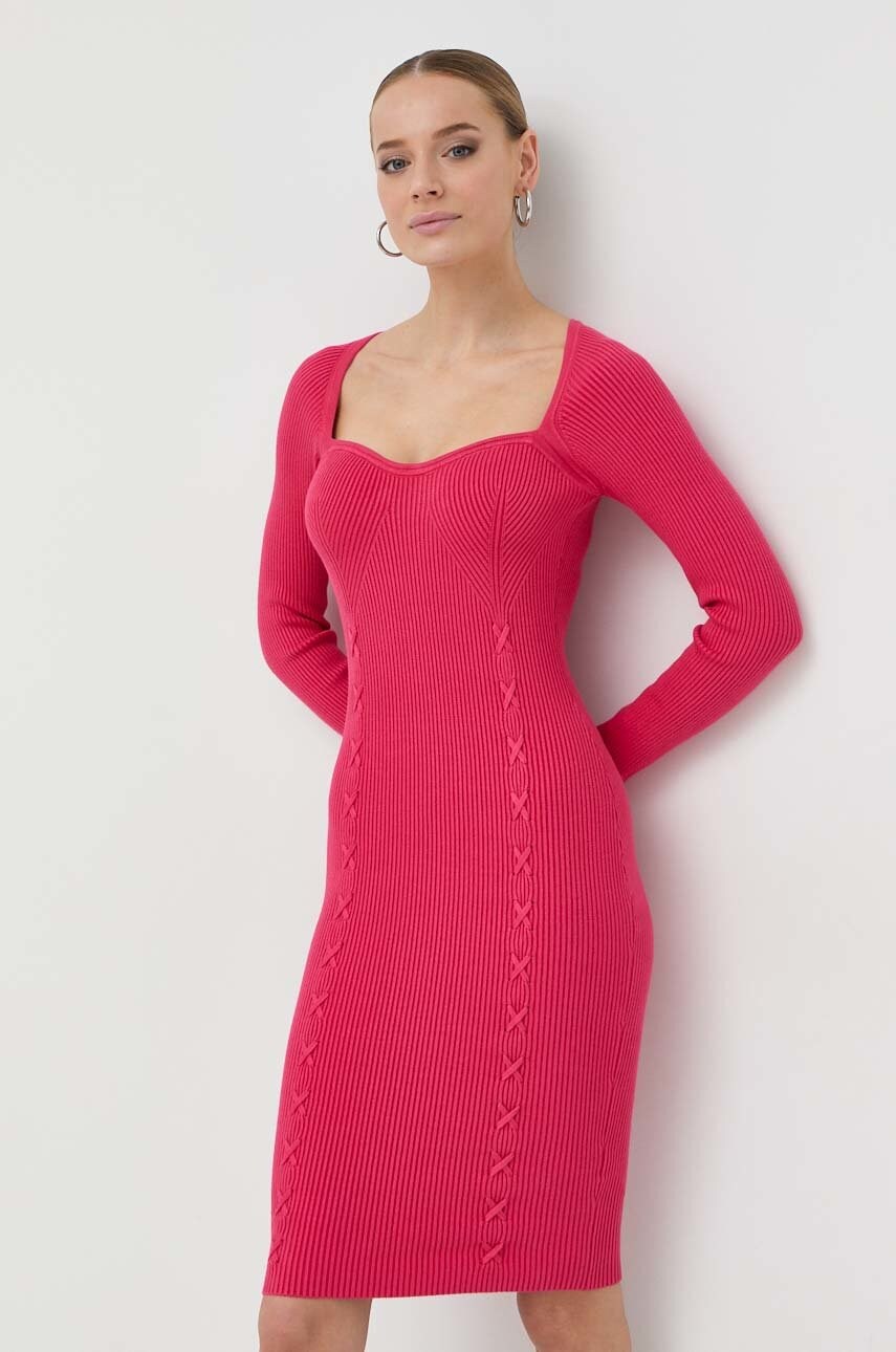 

Платье Guess цвет розовый mini облегающая