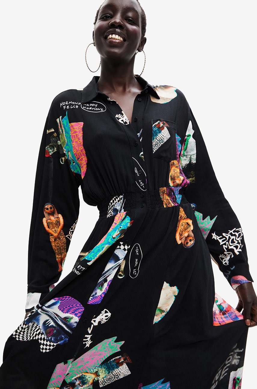 

Сукня Desigual колір чорний midi пряма