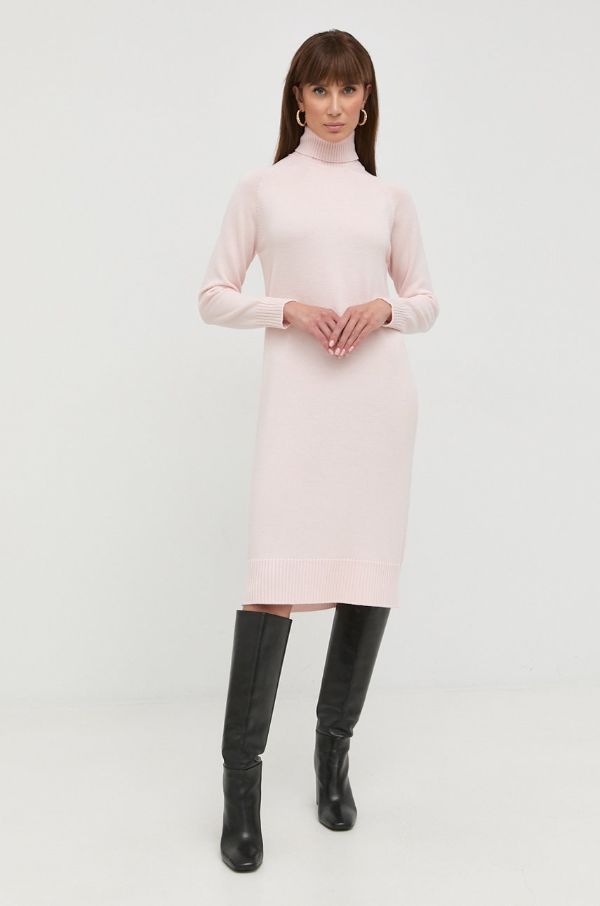 Max mara leisure rochie din lana culoarea roz, mini, drept