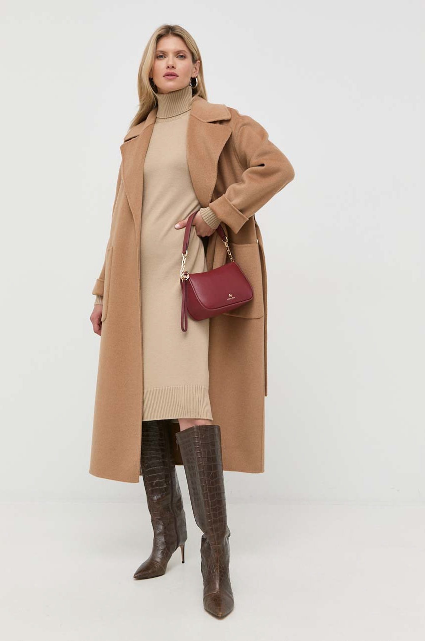

Вовняна сукня Max Mara Leisure колір бежевий mini пряма