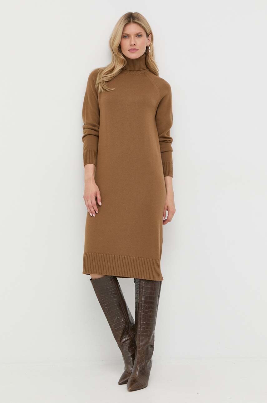 Max mara leisure rochie din lana culoarea maro, mini, drept