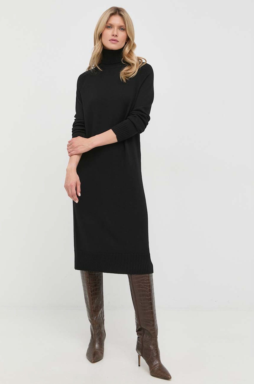 

Шерстяное платье Max Mara Leisure цвет чёрный mini прямая