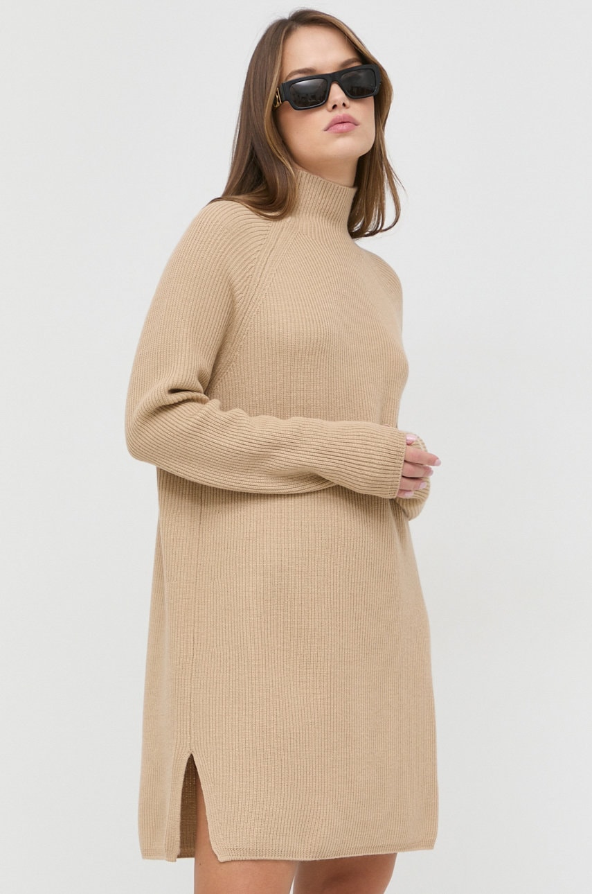 Max mara leisure rochie din lana culoarea galben, mini, drept