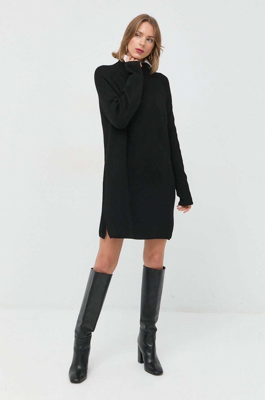 

Шерстяное платье Max Mara Leisure цвет чёрный mini прямая