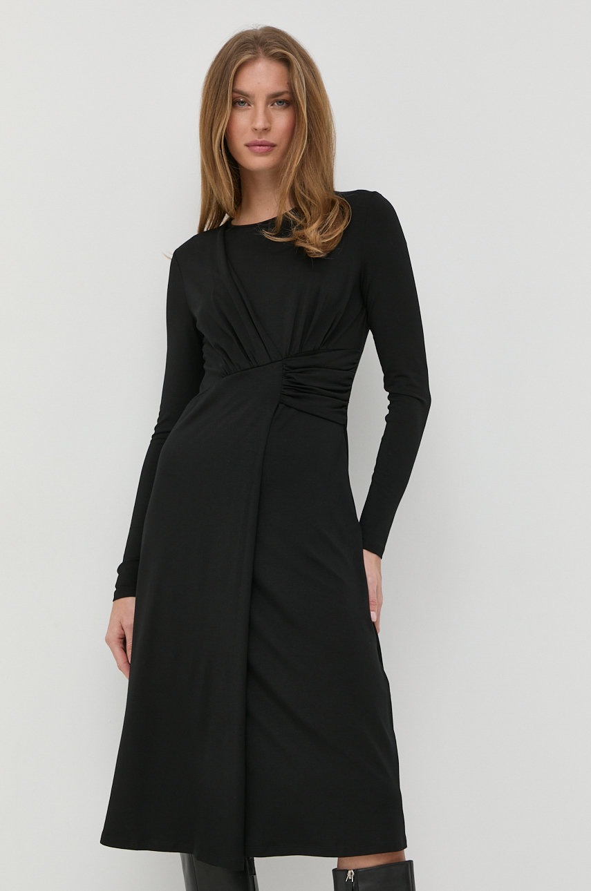 

Рокля Max Mara Leisure в черно дълъг модел със стандартна кройка, Черен