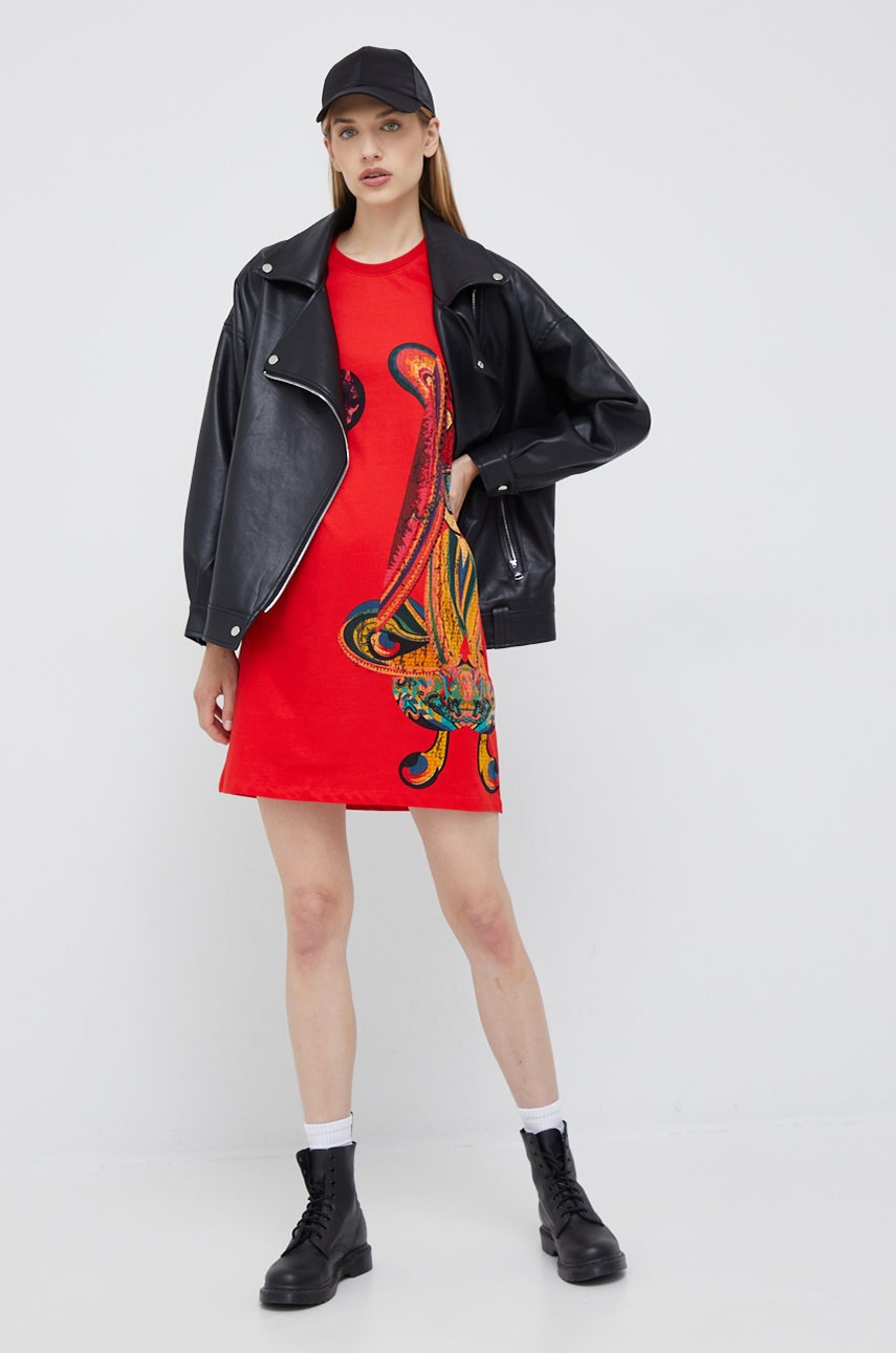 

Хлопковое платье Desigual цвет красный mini прямая