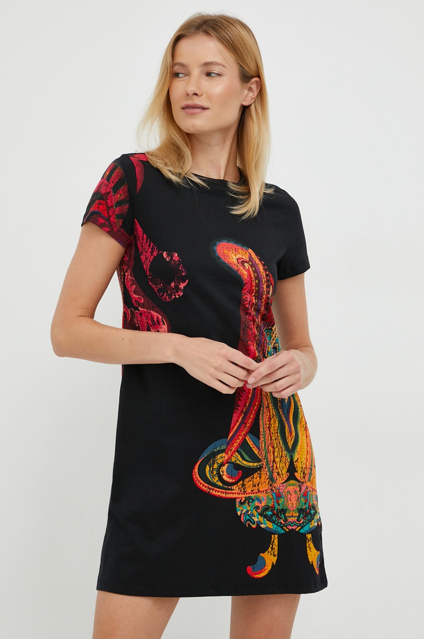

Бавовняна сукня Desigual колір чорний mini пряма