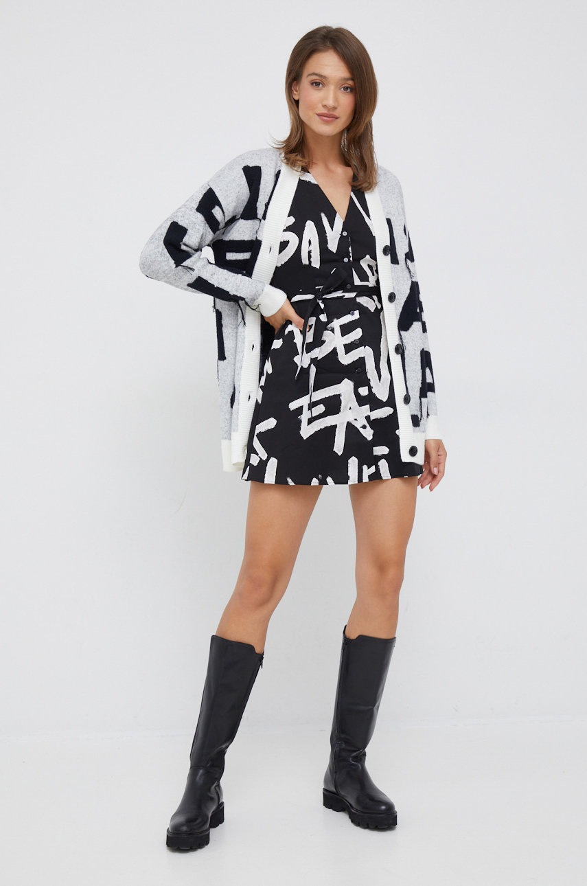 

Платье Desigual цвет чёрный mini расклешённая
