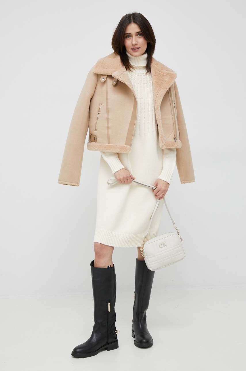 

Сукня Selected Femme колір бежевий mini пряма