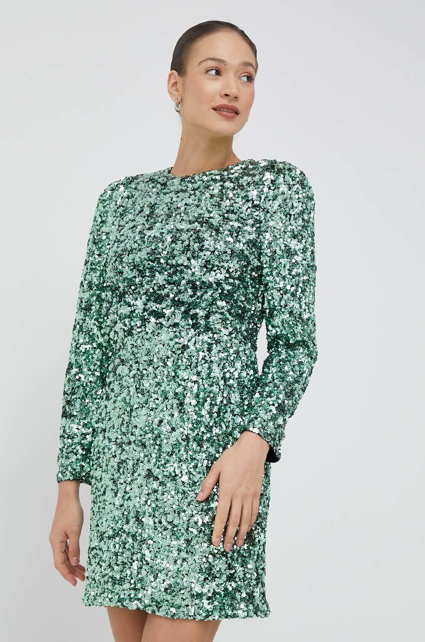 Selected Femme rochie culoarea verde, mini, mulata