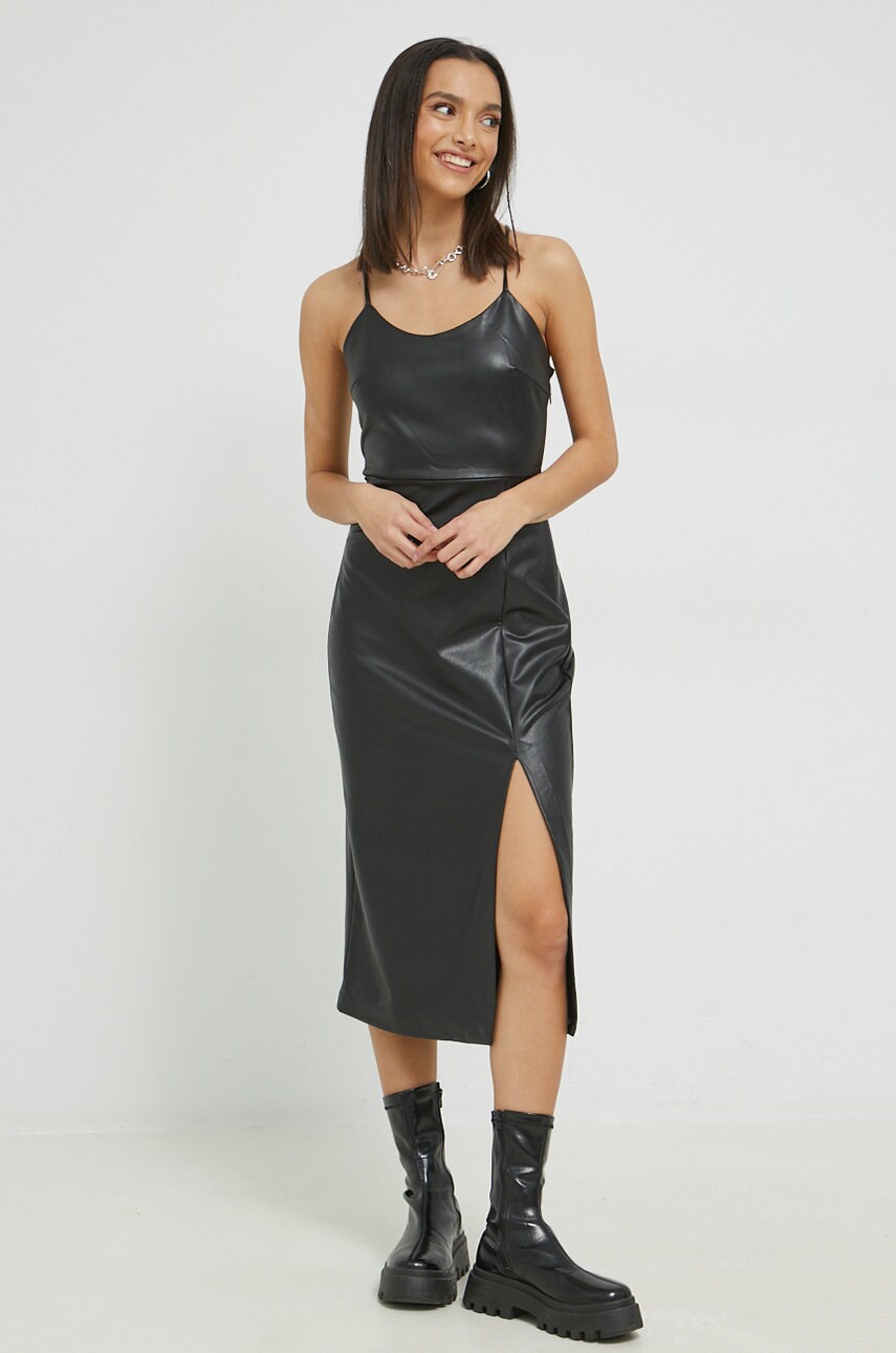 Only rochie culoarea negru, midi, drept