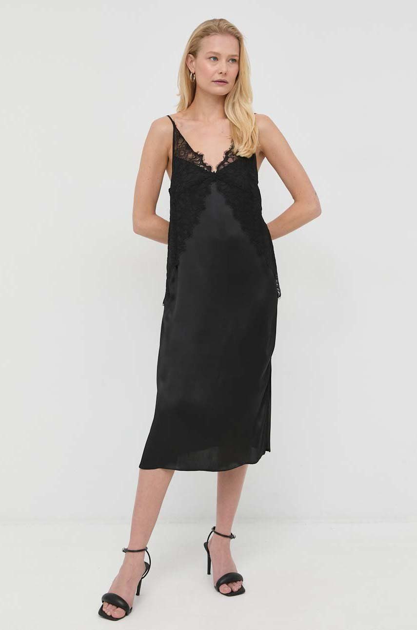 Marella rochie din amestec de matase culoarea negru, mini, drept amestec imagine noua