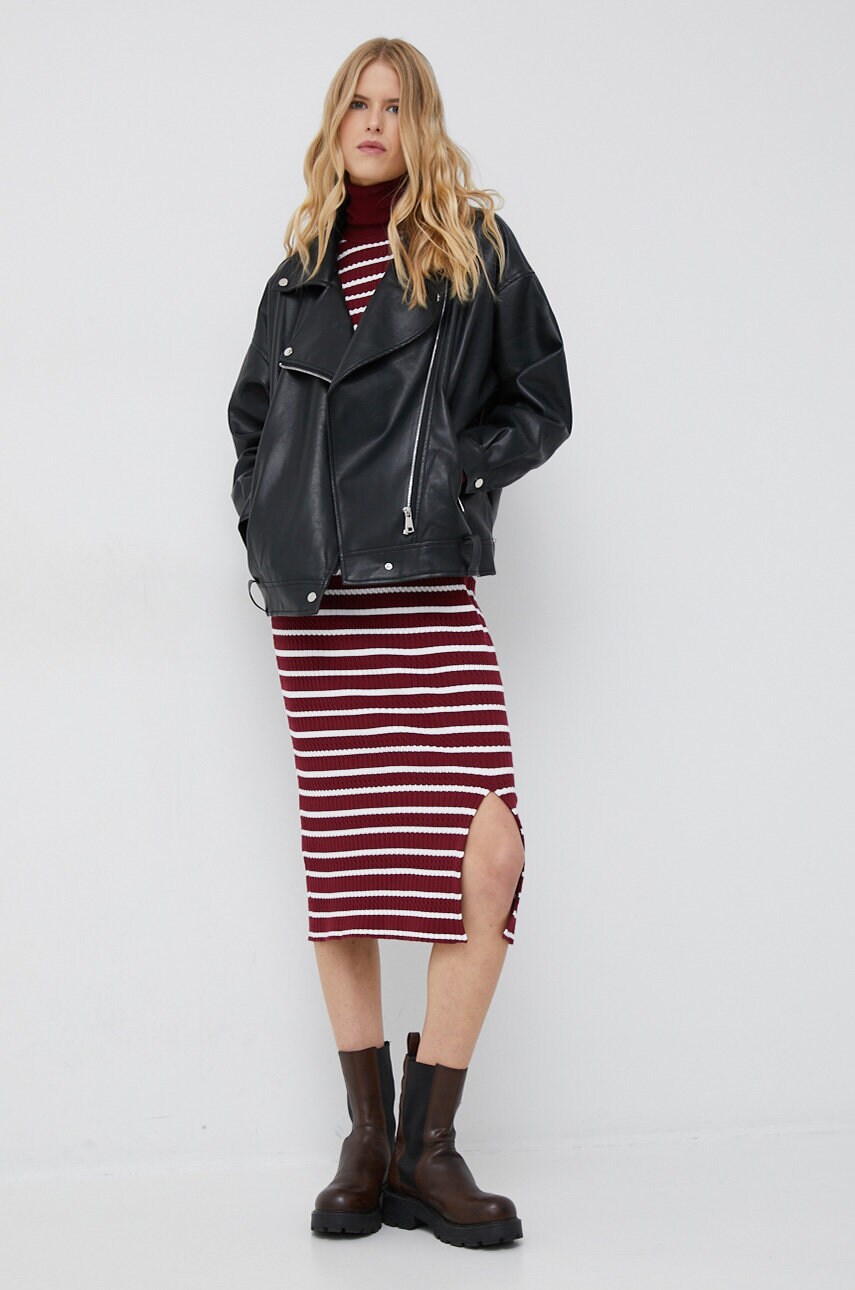 Сукня Tommy Hilfiger колір бордовий midi облягаюча