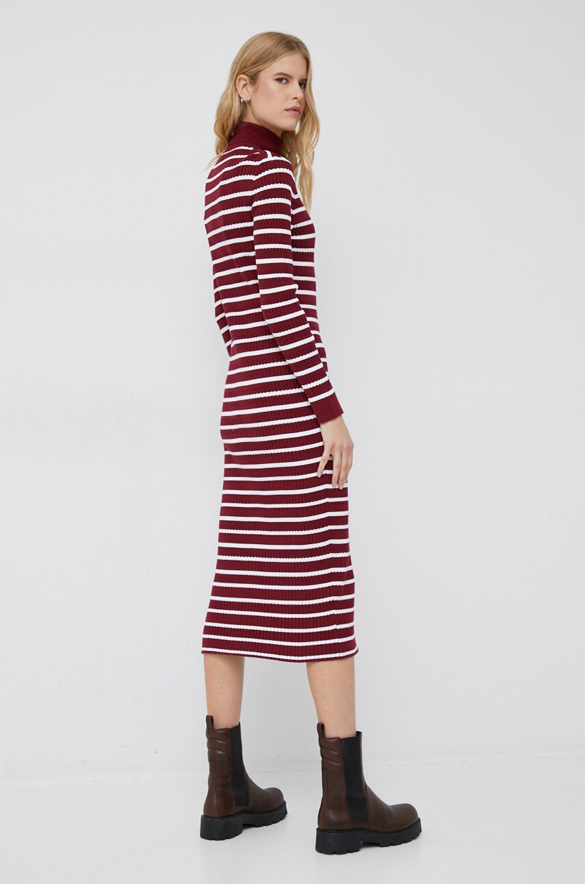 Сукня Tommy Hilfiger колір бордовий midi облягаюча