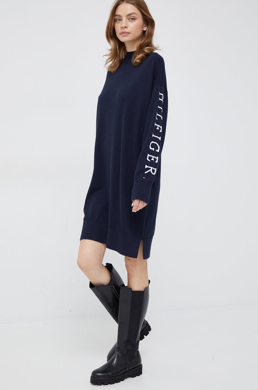 

Бавовняна сукня Tommy Hilfiger колір синій mini пряма