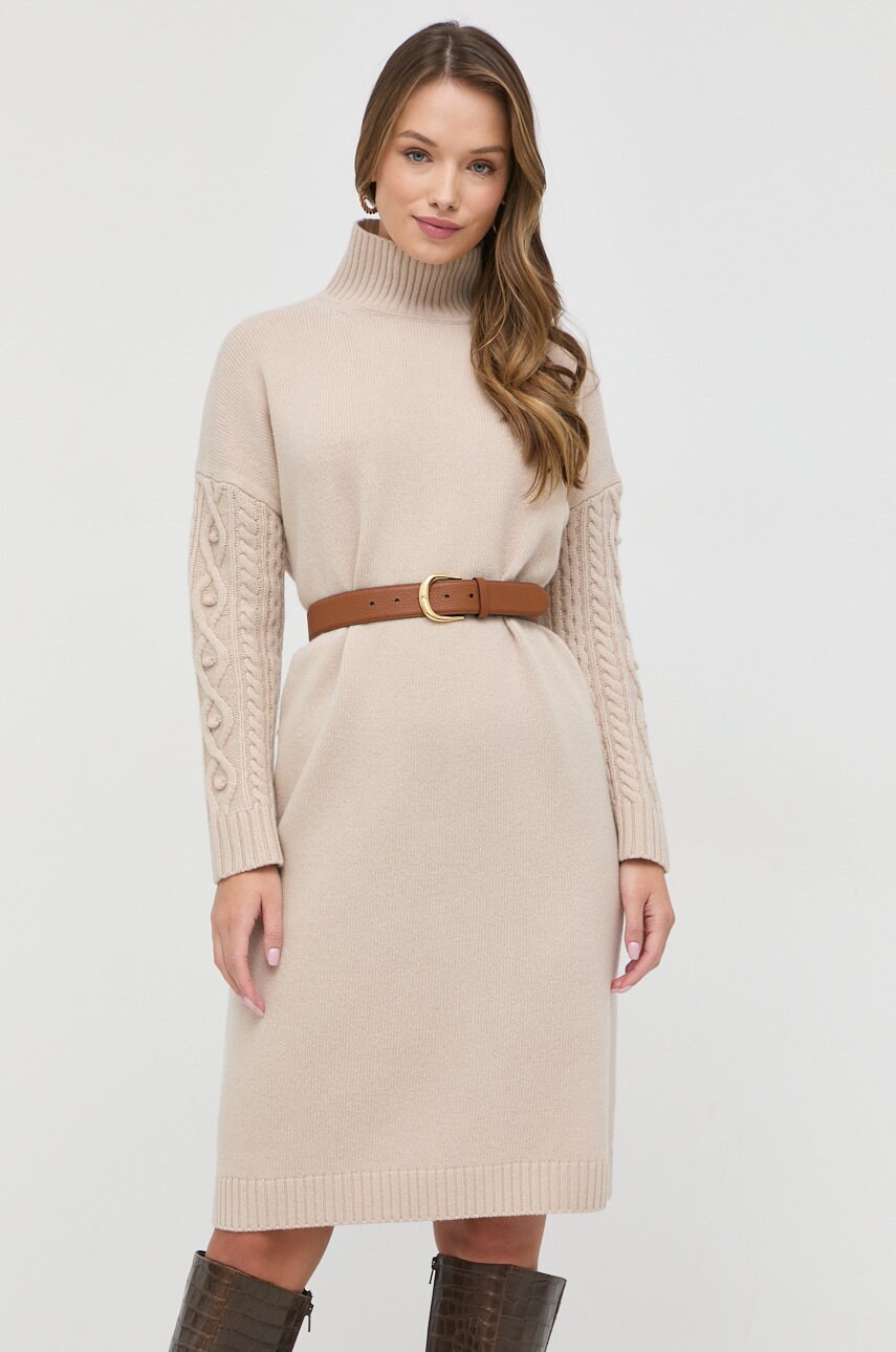 Weekend max mara rochie din lana culoarea bej, mini, oversize