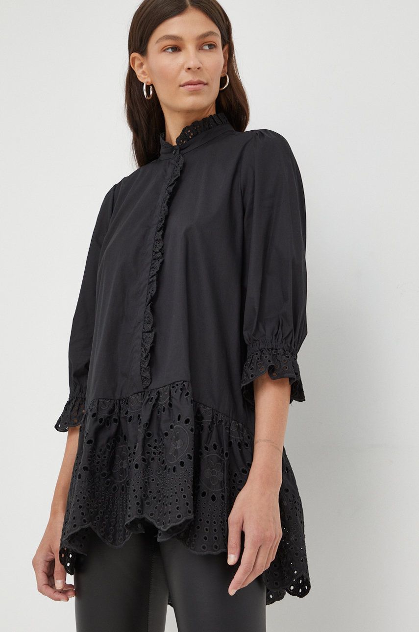 Bruuns Bazaar bluza culoarea negru, mini, evazati answear.ro